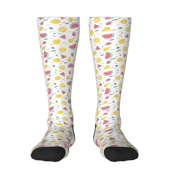 Pofeuu Watermelon And Lemon Print Stockings, Adult Running Hiking Socks for Youth and Adult
