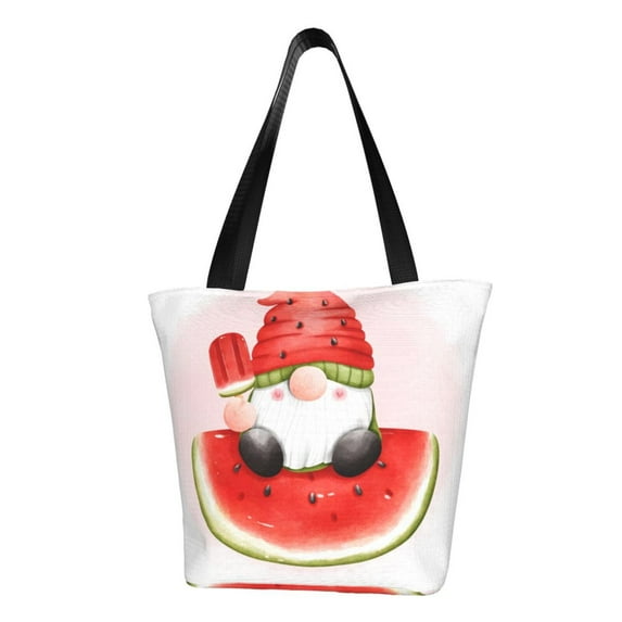 Pofeuu Watermelon Gnome Print Women Fashion Shoulder Handbags Top Handle Satchel Bags Tote Shoulder Shopping Bag Stylish Canvas Tote Bag