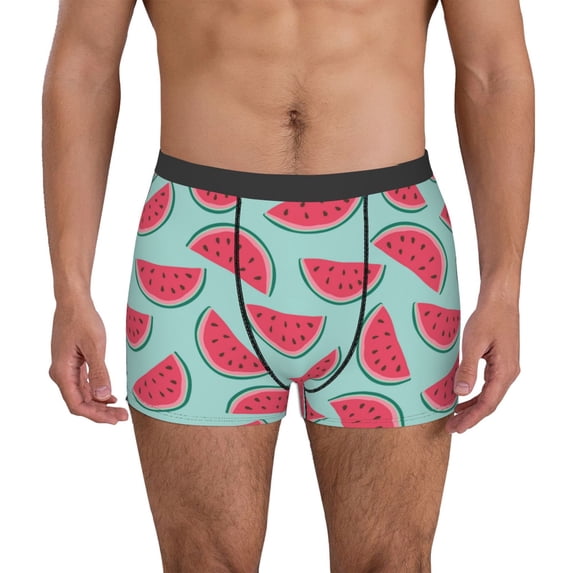 Pofeuu Watermelon Print Men’s Boxer Briefs, Moisture-Wicking Underwear, Regular,Trunk-Large