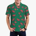 thumbnail image 1 of Pofeuu Watermelon Print Men's Loose Fit Midweight Short-Sleeve Pocket Polo-3X-Large, 1 of 6