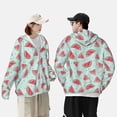 thumbnail image 1 of Pofeuu Watermelon Print Sun Protection Outdoor Lightweight Full Zip UV Cooling Hoodie Long Sleeve Summer Clothing for Outdoor Hiking-Large, 1 of 5