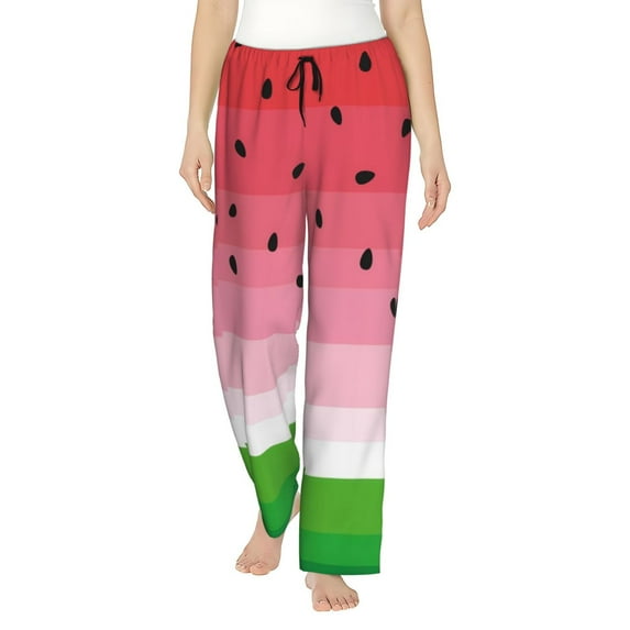 Pofeuu Watermelon Print Women's Fashion Pajama Pants with Pockets Comfy Drawstring Sleep Lounge Bottoms-Small