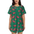 thumbnail image 1 of Pofeuu Watermelon Print Women's Pajama Set Short/Shorts Soft Button PJs Elastic Drawstring Waist Sleepwear-, 1 of 6