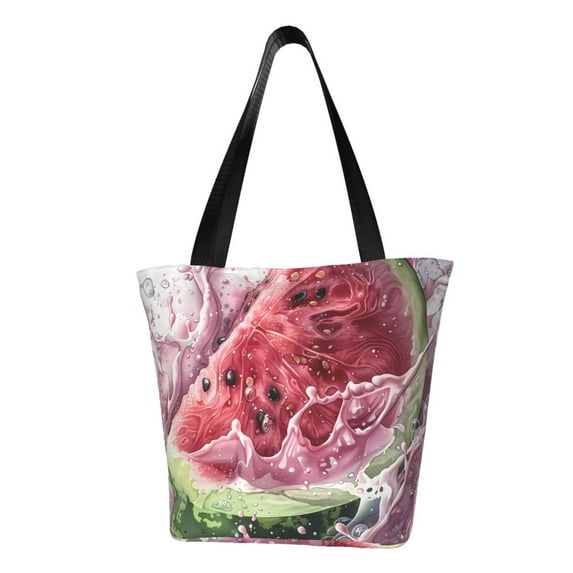 Pofeuu Watermelon Splash Realism Art Print Women Fashion Shoulder Handbags Top Handle Satchel Bags Tote Shoulder Shopping Bag Stylish Canvas Tote Bag