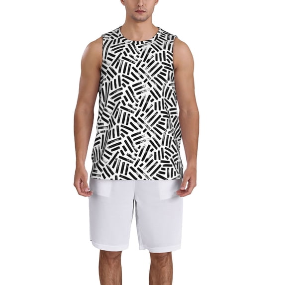 Pofeuu Weave Geometric Print Basketball Jersey, Shirts for Men Youth Basketball Jersey Crew Neck-4X-Large