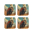 thumbnail image 1 of Pofeuu Western Desert Cactus Bald Eagle Print Coasters for Drinks, 4Pack PU Leather Coasters, Bar Drink Coasters for Tabletop Protection, Furniture from Damage-Square, 1 of 6