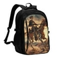 Pofeuu Western Skeleton Cowboy Horse Print Storage Laptop Backpack with