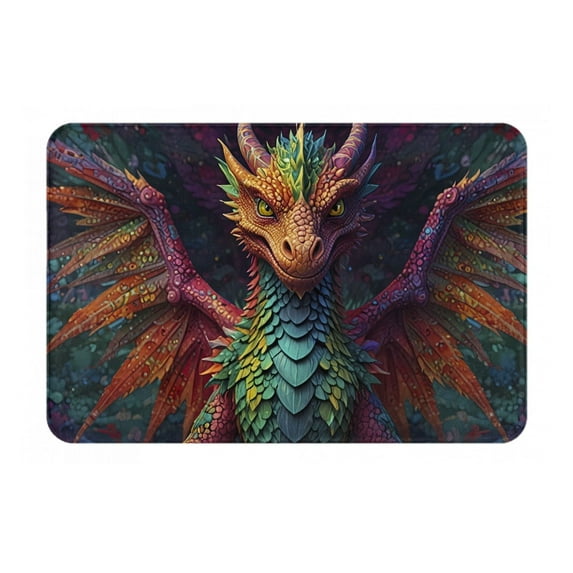 Pofeuu Whimsical Dragon Color Cool Print Flannel Doormats Rug16"x24"Rug Washable Doormats Indoor Outdoor Rugs for Layered Front Door Mats, Porch, Kitchen, Entryway