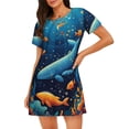 thumbnail image 1 of Pofeuu Whimsical Underwater Fantasy Print Women's Loose Fit Short Sleeve Nightgown, Comfortable Sleep Dress for Women, Casual Lounge Sleepwear, Soft Cotton Sleep Dress, 1 of 6