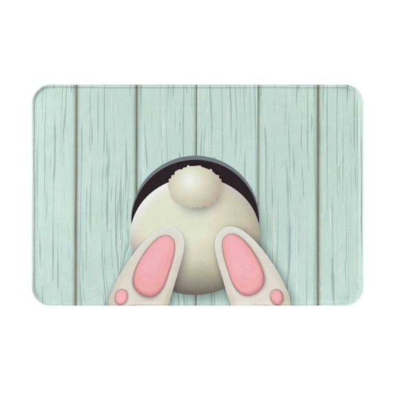 Pofeuu White Bunny Bottom And Easter Eggs Print Flannel Doormats Rug16"x24"Rug Washable Doormats Indoor Outdoor Rugs for Layered Front Door Mats, Porch, Kitchen, Entryway