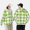 thumbnail image 1 of Pofeuu White Green Plaid Print Sun Protection Outdoor Lightweight Full Zip UV Cooling Hoodie Long Sleeve Summer Clothing for Outdoor Hiking-3X-Large, 1 of 5