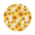thumbnail image 1 of Pofeuu White Marble Pattern Sunflower Print Leather Coasters Set of 6, Round Cups Mugs Mat Pad for Home Kitchen Heat Resistant Drink Coasters,Round Shape, 1 of 7