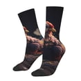thumbnail image 1 of Pofeuu White Purple Flower Chicken Print Crew Socks, Adult Running Hiking Socks for Youth and Adult, 1 of 6