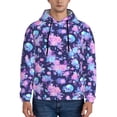 thumbnail image 1 of Pofeuu White Skull Flower Print Mens Casual Hooded Collar Drawstring Hoodies Pullover Sweatshirts Casual Long Sleeve Shirts-Small, 1 of 7