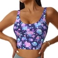 thumbnail image 1 of Pofeuu White Skull Flower Print Sports Bra for Women Sexy Vest Yoga Running Gym Fitness Crop Bras Tops-Medium, 1 of 1
