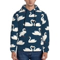 thumbnail image 1 of Pofeuu White Swam Print Mens Casual Hooded Collar Drawstring Hoodies Pullover Sweatshirts Casual Long Sleeve Shirts-Large, 1 of 7
