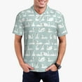 thumbnail image 1 of Pofeuu White Swan Print Men's Loose Fit Midweight Short-Sleeve Pocket Polo-Large, 1 of 6