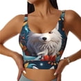 thumbnail image 1 of Pofeuu White Wolf With Flowers Print Sports Bra for Women Sexy Vest Yoga Running Gym Fitness Crop Bras Tops-X-Large, 1 of 8