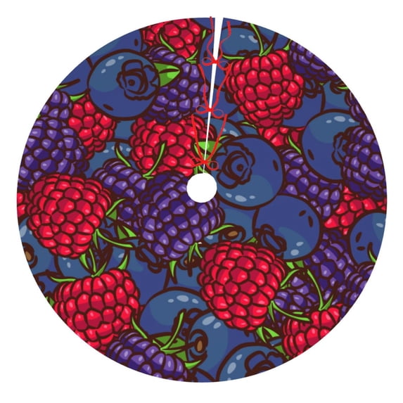 Pofeuu Wild Berries Print Christmas Tree Skirt, Merry Christmas Skirt Xmas Tree Ornaments for Xmas Holiday Party Decorations-30"