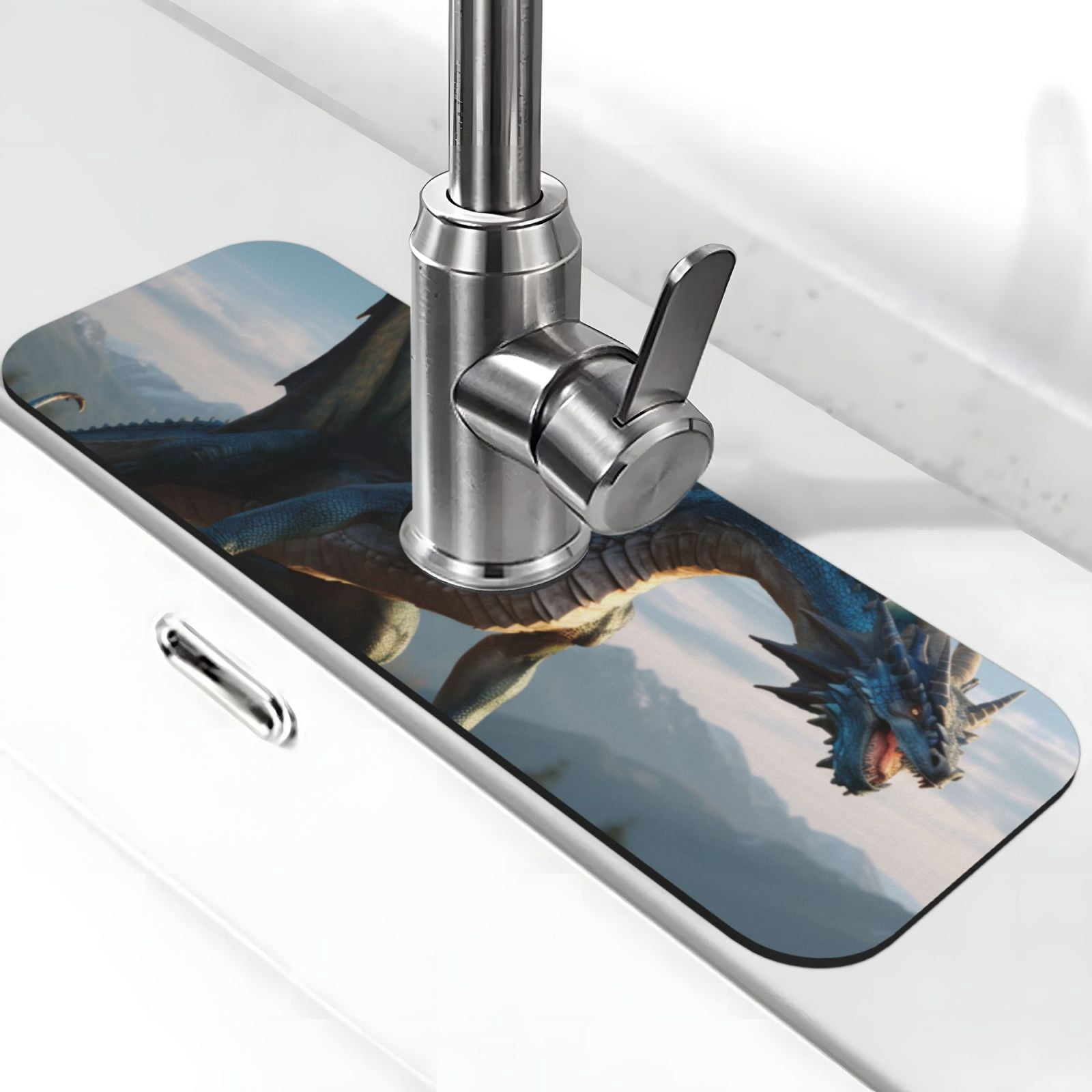 Pofeuu Wild Blue Cool Dragon Print Splash Guard for Sink Faucet Sink ...