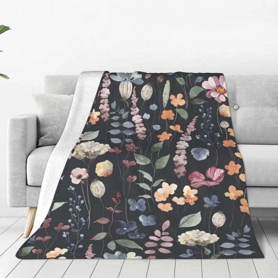 Pofeuu Wildflower Watercolor 1 Print Ultra-Soft Micro Fleece Blanket,for Bed Or Sofa,All Season Throw Blankets Flannel Blanket-40"x30"