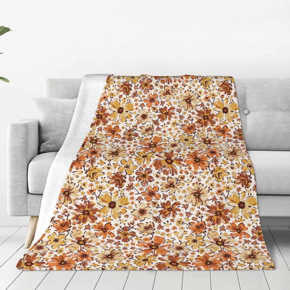 Pofeuu Wildflowers Vintage Print Ultra-Soft Micro Fleece Blanket,for Bed Or Sofa,All Season Throw Blankets Flannel Blanket-80"x60"