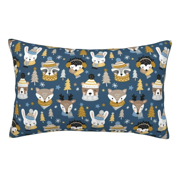 Pofeuu Winter Animal Friends Print Polyester Microfiber Plush Pillowcases, Super Soft and Cozy Pillow Case Covers with Envelop Closure(Pillow core not included)-14"x20"