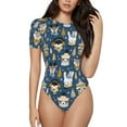 thumbnail image 1 of Pofeuu Winter Animal Friends Print Short Sleeve Body Suits Women Round Neck Bodysuits for Women Onesie Adult Set Body Suit-Large, 1 of 7