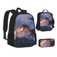 thumbnail image 1 of Pofeuu Winter Fire Dragon Print Backpack Travel Backpacks With Lunch Bag Pencil Bag Set 3 pcs Set Cartoon Backpack, 1 of 7