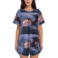 thumbnail image 1 of Pofeuu Winter Fire Dragon Print Women's Pajama Set Short/Shorts Soft Button PJs Elastic Drawstring Waist Sleepwear-3X-Large, 1 of 6