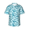 thumbnail image 1 of Pofeuu Winter Warmth Blue Knitted Print Hawaiian Shirt for Men Sleeves Casual Button Down Summer Beach Dress Shirts T-Shirts,Small, 1 of 7