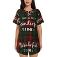 thumbnail image 1 of Pofeuu Wonderful Time Christmas Print Women's Pajama Set Short/Shorts Soft Button PJs Elastic Drawstring Waist Sleepwear-XX-Large, 1 of 6