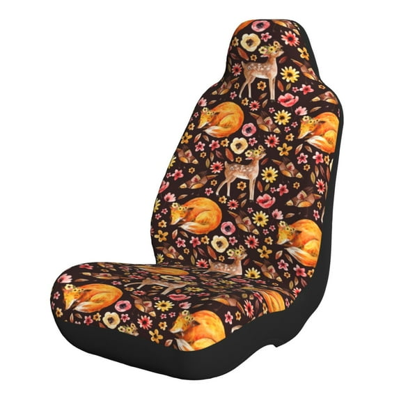 Pofeuu Woodland Creatures Floral Print Automotive Car Seat Covers Flat Cloth Full Set Seat Covers,Car Seat Covers front seats for Cars Trucks and SUVs-2 PCS