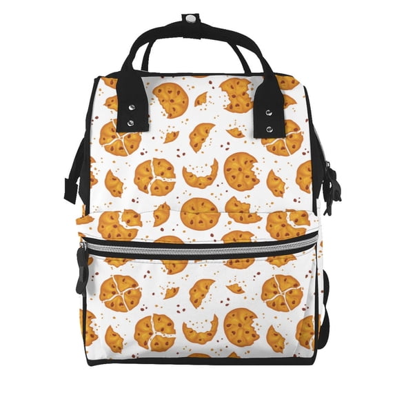 Pofeuu Yellow Biscuit Print Diaper Bag Backpack, Multifunction Travel Pack Maternity Baby Changing Bags, Large Capacity, Waterproof
