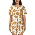 thumbnail image 1 of Pofeuu Yellow Biscuit Print Women's Pajama Set Short/Shorts Soft Button PJs Elastic Drawstring Waist Sleepwear-X-Large, 1 of 6