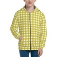 thumbnail image 1 of Pofeuu Yellow Checkboard Print Teenage Zipper Hoodie Sweatshirts Hooded Casual Jackets With Pocket For Boys Girls-Small, 1 of 6