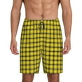 thumbnail image 1 of Pofeuu Yellow Checkered Plaid Print Men's Soft Woven Elastic Waistband Sleep Pajama Short-4X-Large, 1 of 6