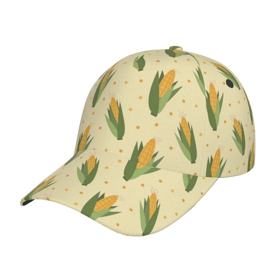 Pofeuu Yellow Corn Print Adult Adjustable Embroidered Graphic Baseball Hat for Men and Women