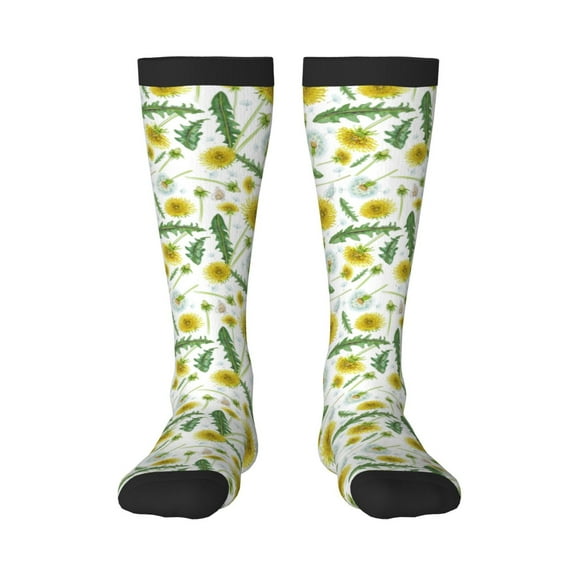 Pofeuu Yellow Dandelions Print Stockings, Adult Running Hiking Socks for Youth and Adult