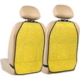 thumbnail image 1 of Pofeuu Yellow Glitter Print 2 Pack PU Leather Kick Mat Back Seat Protector, Universal Car Seat Back Organizer, Waterproof Backseat Protector For Most Car, 1 of 8
