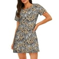 thumbnail image 1 of Pofeuu Zebra Print Women's Loose Fit Short Sleeve Nightgown, Comfortable Sleep Dress for Women, Casual Lounge Sleepwear, Soft Cotton Sleep Dress, 1 of 6