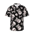 thumbnail image 1 of Pofeuu black white Skull bone Print Hawaiian Shirt for Men Sleeves Casual Button Down Summer Beach Dress Shirts T-Shirts,3X-Large, 1 of 7