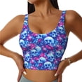 thumbnail image 1 of Pofeuu blue Skull purple flower Print Sports Bra for Women Sexy Vest Yoga Running Gym Fitness Crop Bras Tops-XX-Large, 1 of 8