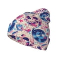 thumbnail image 1 of Pofeuu blue record rock Skull Print Beanie Hat for Men Women Knit Winter Hat Warm Cuffed Skull Beanie Slouchy Soft Unisex, 1 of 6