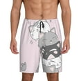 thumbnail image 1 of Pofeuu cat Print Men's Soft Woven Elastic Waistband Sleep Pajama Short-Medium, 1 of 6