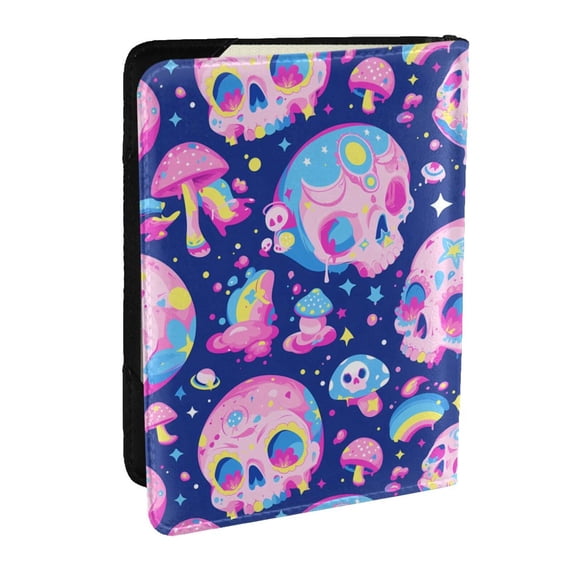 Pofeuu colorful Skull mushroom rainbow Print Travel Document Organizer Passport Holder Men Women for Family (6.5 in x 4.5 in),Wallet Holder Credit Card Clutch Bag Case