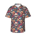 thumbnail image 1 of Pofeuu colorful Skull rose Print Hawaiian Shirt for Men Sleeves Casual Button Down Summer Beach Dress Shirts T-Shirts,Medium, 1 of 1