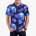 thumbnail image 1 of Pofeuu cool crystal Skull flower Print Men's Loose Fit Midweight Short-Sleeve Pocket Polo-4X-Large, 1 of 6