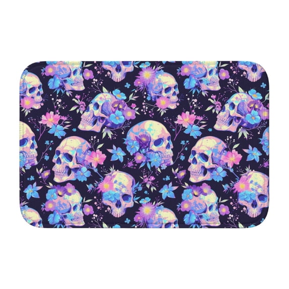 Pofeuu cool flower Skull Print Hem Mat 40x60 - Multipurpose Doormat for Indoor & Outdoor Use - Welcome Your Guests with our Entrance Mat