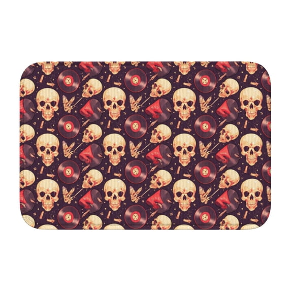 Pofeuu cool rock Skull record Print Hem Mat 40x60 - Multipurpose Doormat for Indoor & Outdoor Use - Welcome Your Guests with our Entrance Mat